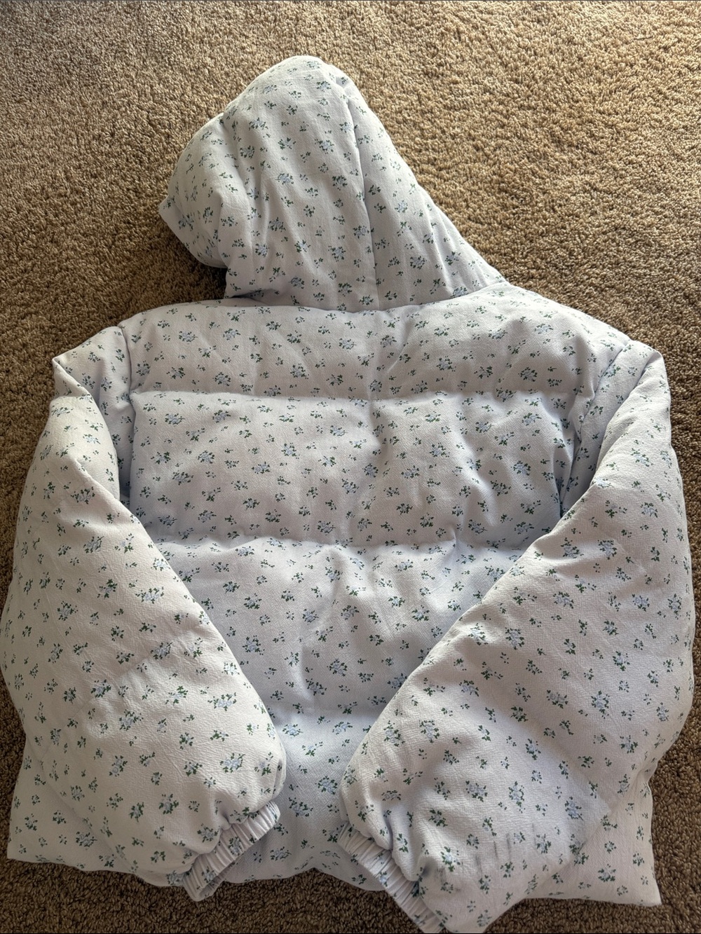 Cider Light Blue Floral Puffer Jacket with Hood Size Small - Picture 5 of 6